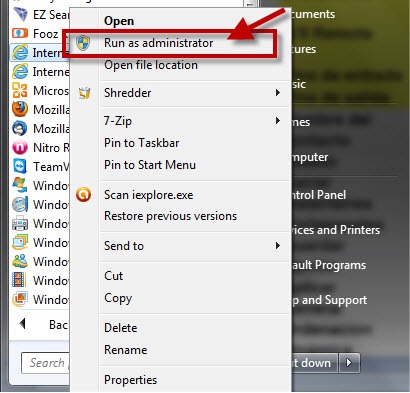 run internet explorer as administrator